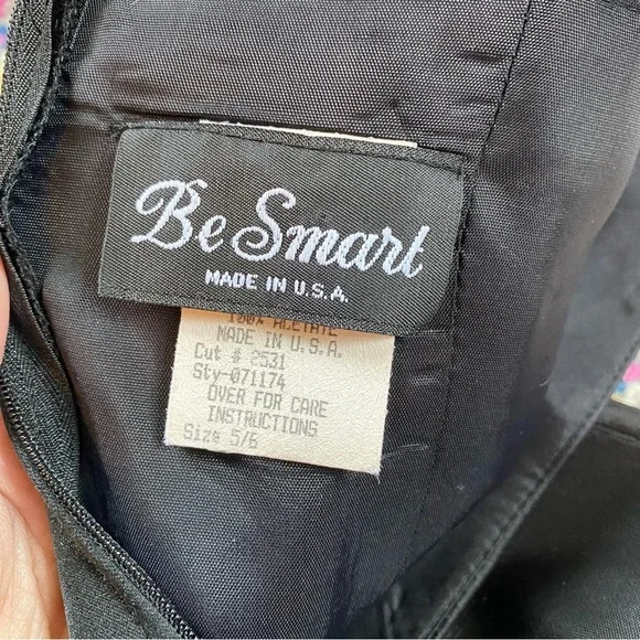 Vintage 90s Be Smart Fit and Flare Satin 50s Style Satin Halter Dress Size 5/6 - Picture 8 of 8